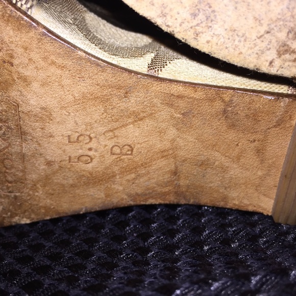 Coach Signature CC Leather Ankle Strap Wedges 5.5 - Picture 6 of 8